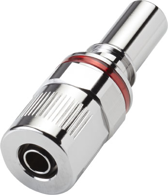 LQ4D20006RED - Schlauchtülle für Flüssigkühlsysteme | 6,4 mm ID / 9,5 mm AD Klemmringverschraubung, mit Absperrventil, EPDM-Dichtung, Rot