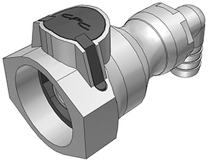 97700 - CPC-Winkelkupplung mit 12,7 mm Schlauchanschluss, mit Absperrventill, FDA, Buna-O-Ring (UDC) – NSF
