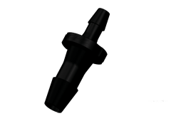 Produktbild des HSR8531 geraden Reduzierstutzens aus Nylon, der den Durchmesser von 6,4 mm auf 4,0 mm reduziert. HSR8531: Schwarzer, gerader Nylon-Reduzierstutzen, 6,4 mm auf 4,0 mm.