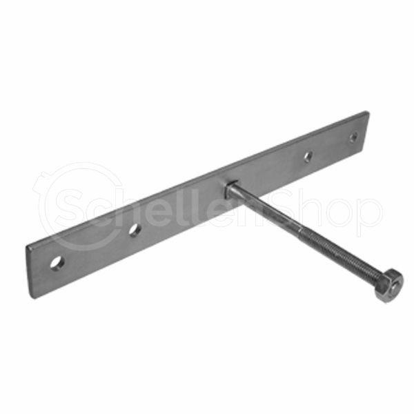 Zaunriegelhalter-mit-Schlos Zaunhalter mit Schlossschraube und Flachstahl | Mittelpfosten