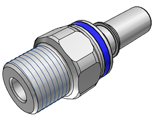 LQ4D24006BLU - Schlauchtülle mit 3/8" NPT Außengewinde und Absperrventil, mit Absperrventil, EPDM-Dichtung, Blau