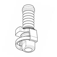 NORMAQUICK V3 Steckverbinder: Präzisions-Schnellkupplungsstecker für sichere Verbindungen. NORMAQUICK V3 Steckverbinder: Eine technische Zeichnung eines Schnellkupplungssteckers mit geripptem Flexschlauchanschluss und seitlichem Klemmmechanismus.