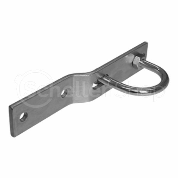 Zaunriegelhalter-Anfang-mit Holzzaun Anfangshalter mit Rundbügel und Flachstahl | verzinkt