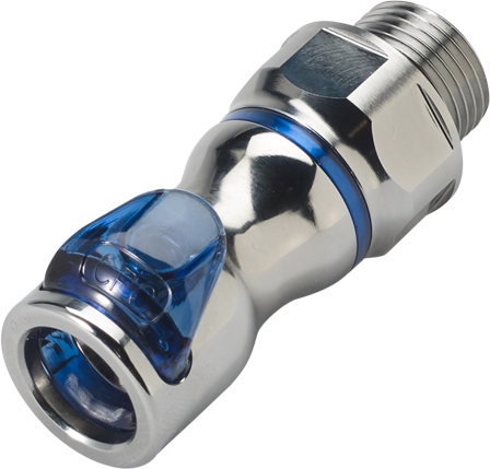 LQ4D31006BLU - Schnellverschlusskupplung 3/8" G Außengewinde, mit Absperrventil, EPDM-Dichtung, Blau