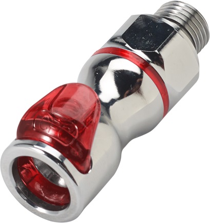 LQ4D31004RED - Schnellverschlusskupplung mit 1/4" G Außengewinde, mit Absperrventil, EPDM-Dichtung, Rot