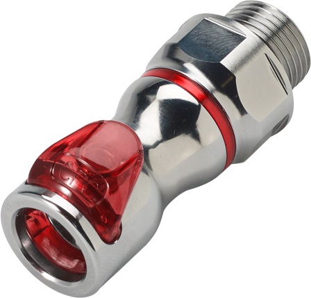 LQ4D31006RED - Schnellverschlusskupplung 3/8" G Außengewinde, mit Absperrventil, EPDM-Dichtung, Rot