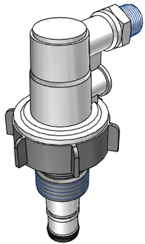 DQPRO120208-CAD DQPRO120208 - Dosiersystem Winkelkupplung mit 1/2" NPT Außengewinde, mit Absperrventil, EPDM-Dichtung
