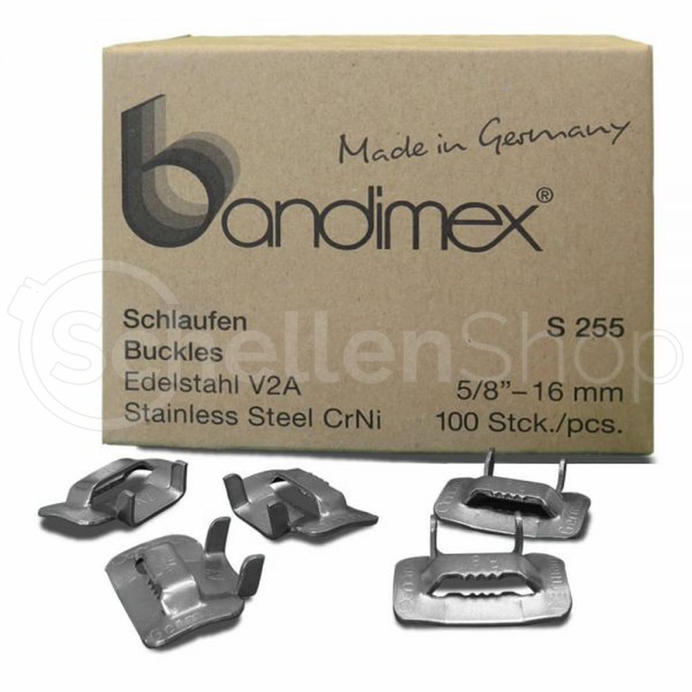 S255_Bandimex_Schlaufen_V2A_16mm Bandimex Schlaufe für Bandbreite 16 mm (5⁄8″), V2A Edelstahl