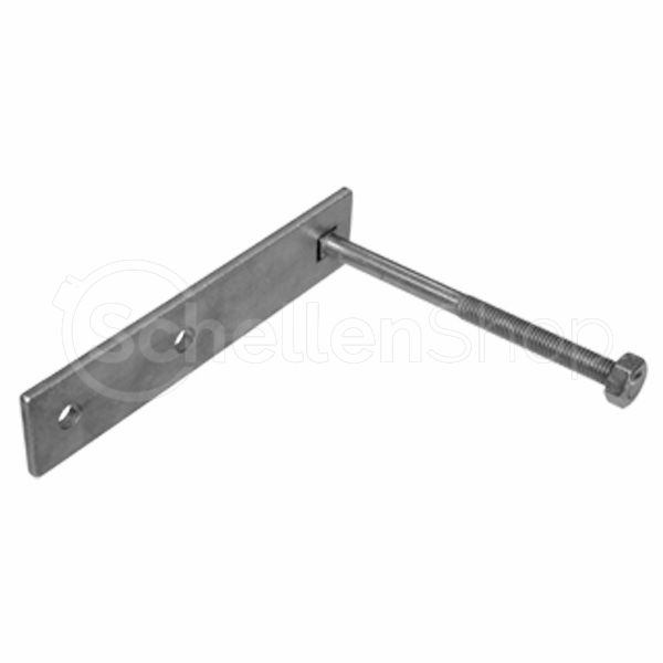 Anfang-Zaunriegelhalter-mit Holzzaun Anfangshalter mit Schlossschraube und Flachstahl | verzinkt