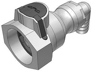 95100 - Winkelkupplung mit 12,7 mm Schlauchanschluss (1/2"), mit Absperrventil, FDA EPDM O-Ring (UDC) – NSF