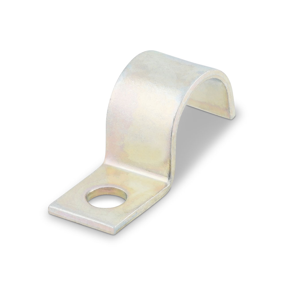 BSL DIN 72571 Metall-Leitungsklemme mit Befestigungsloch zur sicheren Fixierung einer Leitung. BSL DIN 72571 Leitungsklemme aus verzinktem Metall, U-förmig, mit einem Befestigungsloch für eine Leitung.