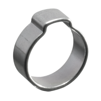 Metall-Einohrklemme für dauerhafte und leckagesichere Schlauchbefestigungen. Eine silberne, metallische Einohrschlauchklemme mit einem markanten Ohr zur Sicherung von Schlauchverbindungen.