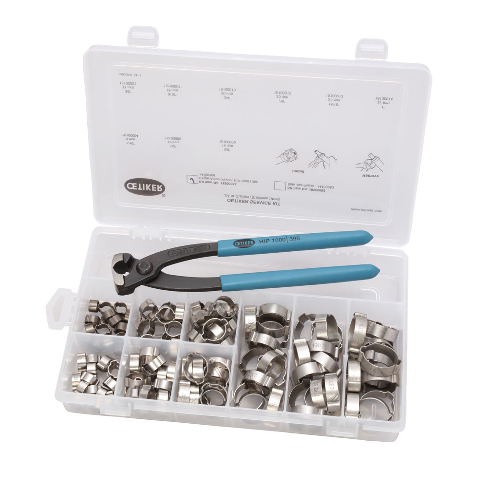 OETIKER® 2-Ohrklemmen Sortiment inkl. Zange (124-teilig), Edelstahl