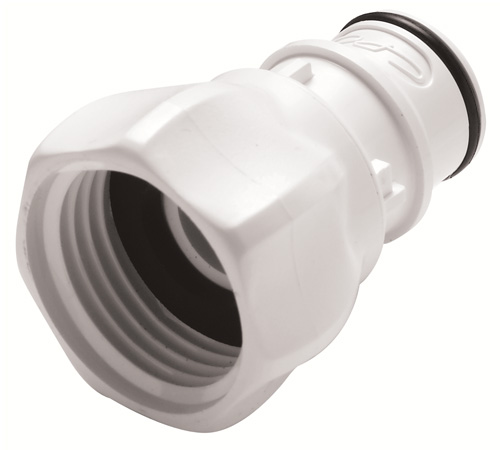 Weisse HFC261235BSPP Schlauchtülle mit 3/4 Zoll BSPP Innengewinde und EPDM-Dichtung, ohne Absperrventil.