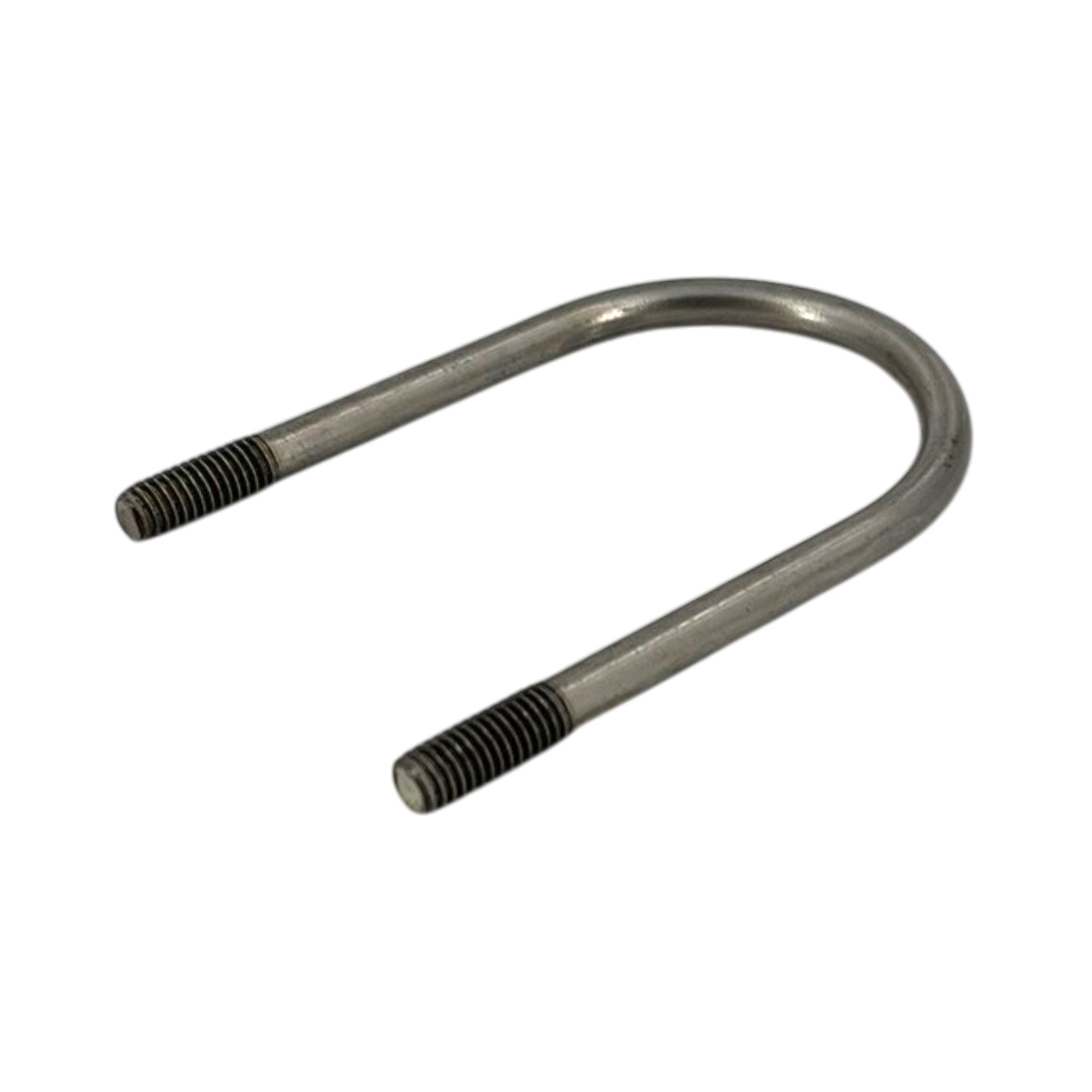 Rundstahlbügel ähnl. DIN 3570 aus Edelstahl A2, Größe 43x74 mm, M6 Gewinde, für 1 1/4 Zoll Rohre.