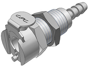 MCD1603 - Kupplung 4,8 mm Schlauchanschluss, Plattenmontage, mit Absperrventil, Buna-N Dichtung - CAD